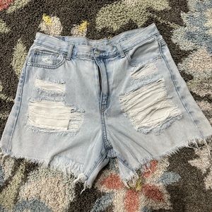 American Eagle Light Wash Denim High Waisted Shorts